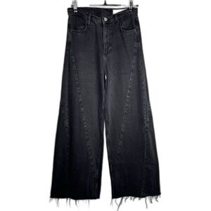 rag‎ & bone Charcoal Black Clean Highland Wide-Leg Jeans Baggy Oversized Loose